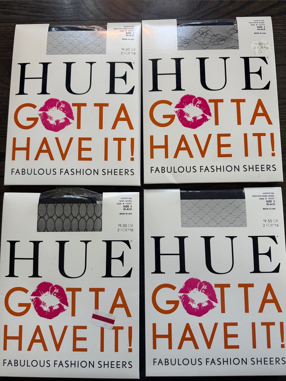 HUE Black assorted  Gotta Have It! Fashion Sheers size 2 new